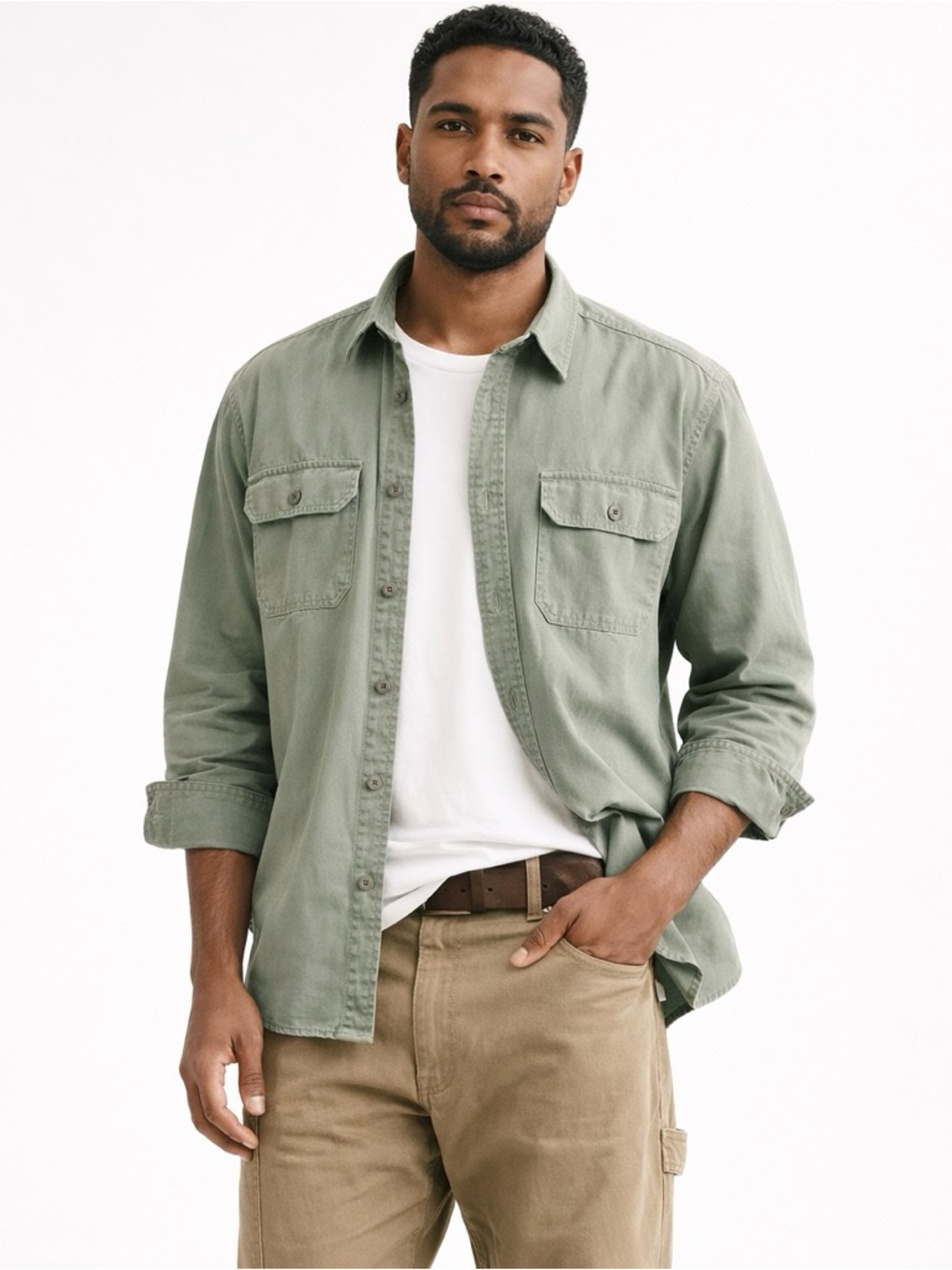 Royal Enfield Utility Shirt Sage Green 100% Cotton NWT Medium - Picture 2 of 11